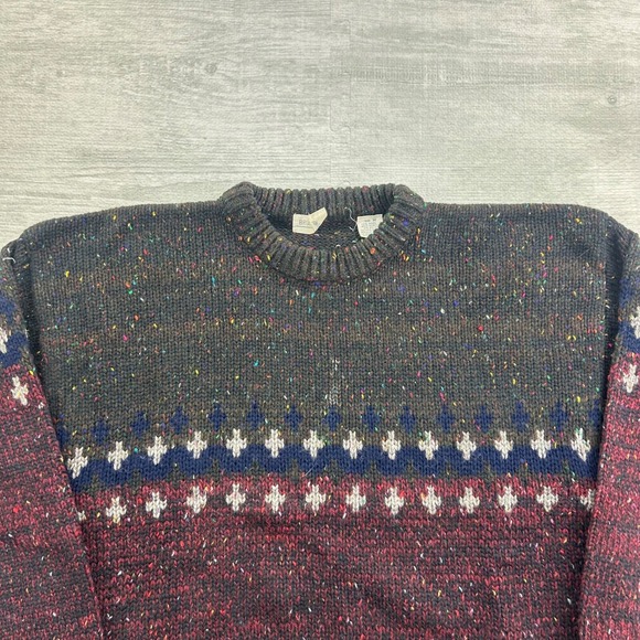 Vintage 90s Brain MacNEIL Sweater Size Medium Brown Pull Over Boho Geometric - Picture 2 of 5
